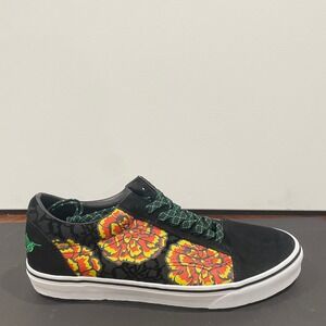 Vans Old Skool Dia De Los Muertos Black Marigold Floral Sneakers 12 Skater